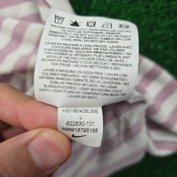 Nike Tank Top Womens Large Pink Striped Sleeveless Cropped Halter Gym Yoga - Picture 8 of 10